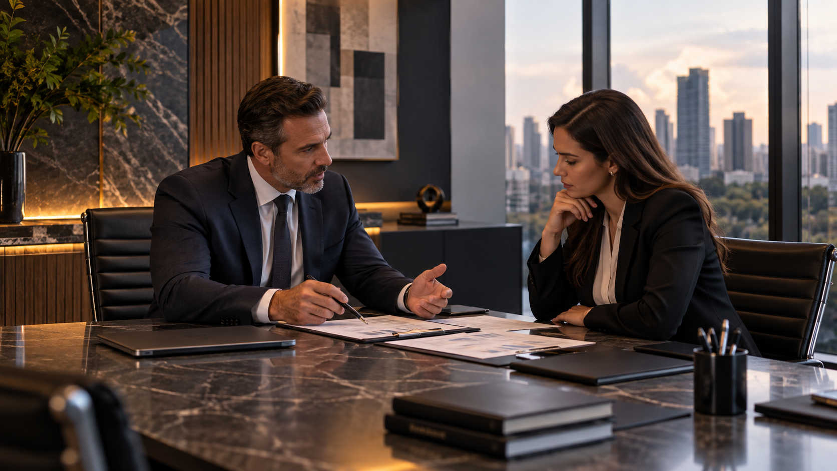 Reunião de negociação empresarial conduzida pela GMT